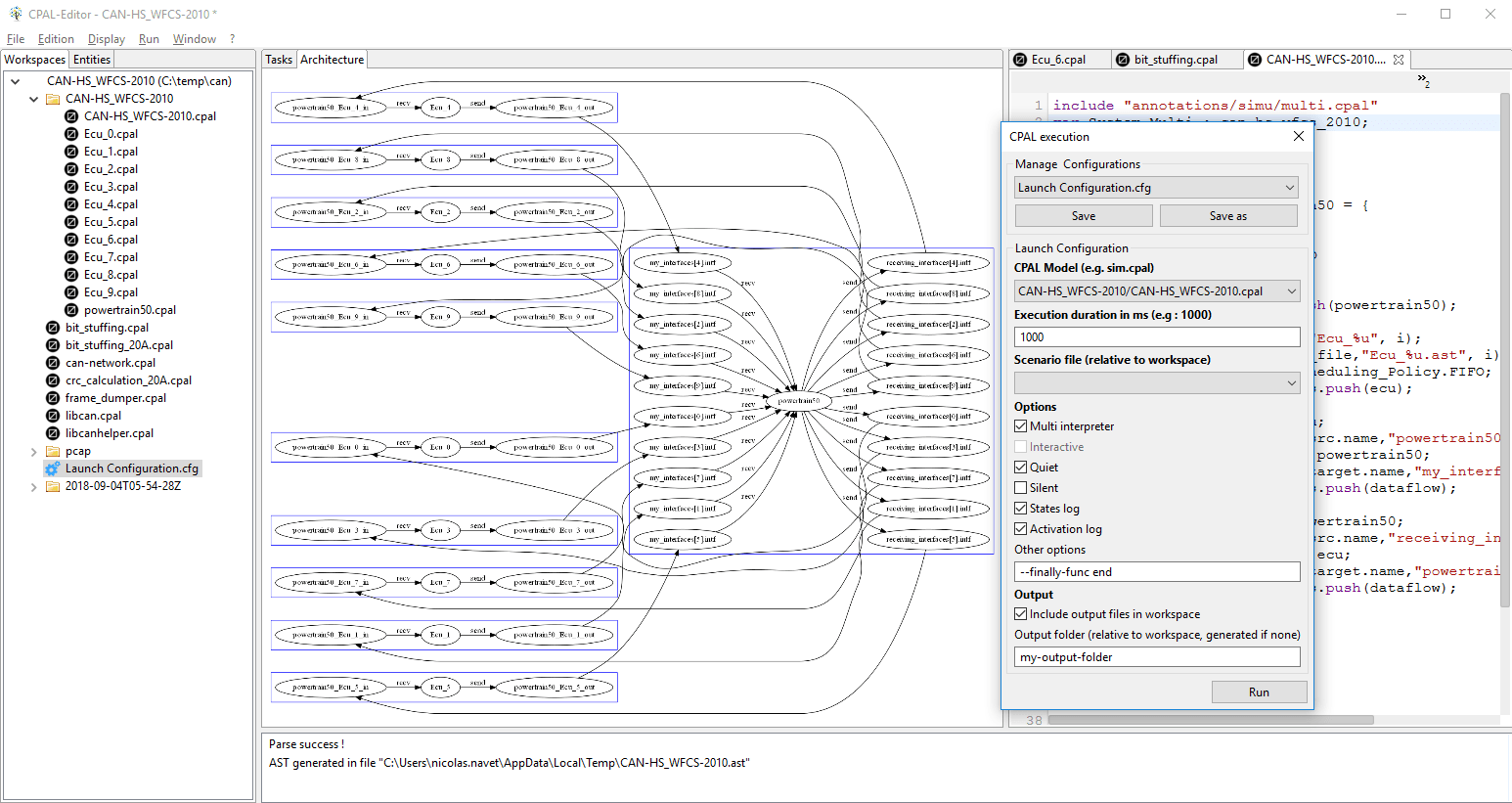 Executing models from within the CPAL-Editor